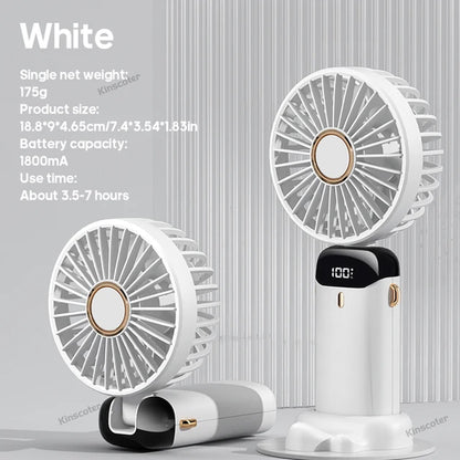  "Portable Mini Fan: Up to 5 Speeds, Phone Stand, Fast Recharging" 