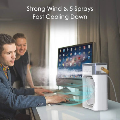 "Portable All in 1 Fan: Air Conditioner, Humidifier,  Hydrocooling, Up to 3 different speeds"