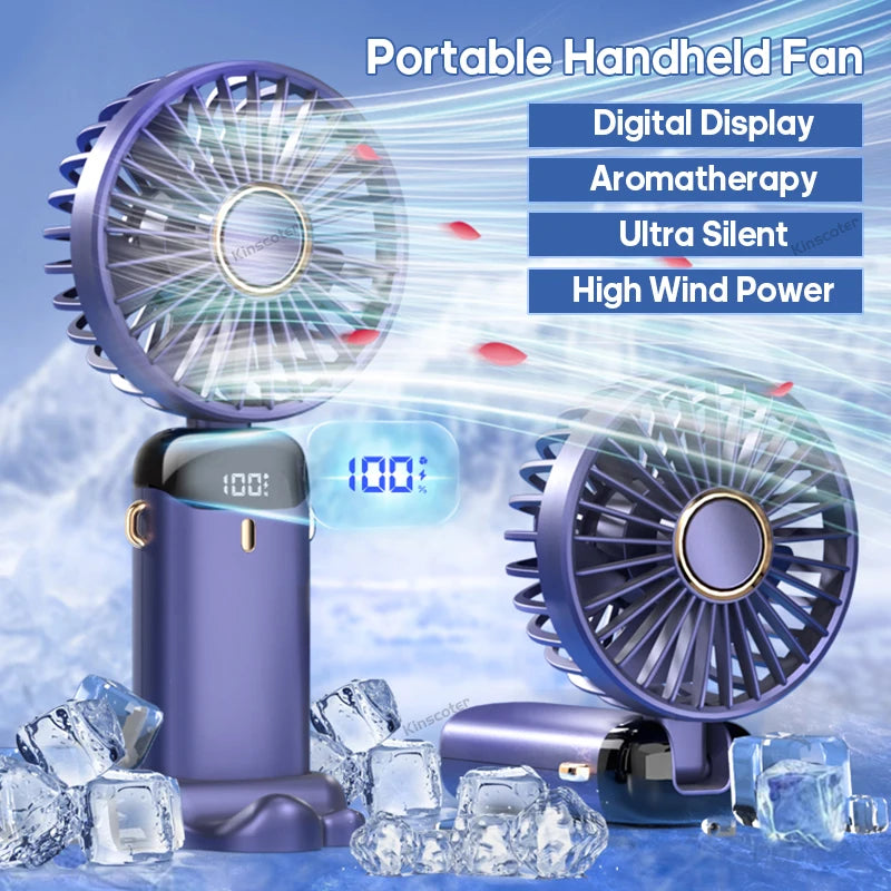  "Portable Mini Fan: Up to 5 Speeds, Phone Stand, Fast Recharging" 