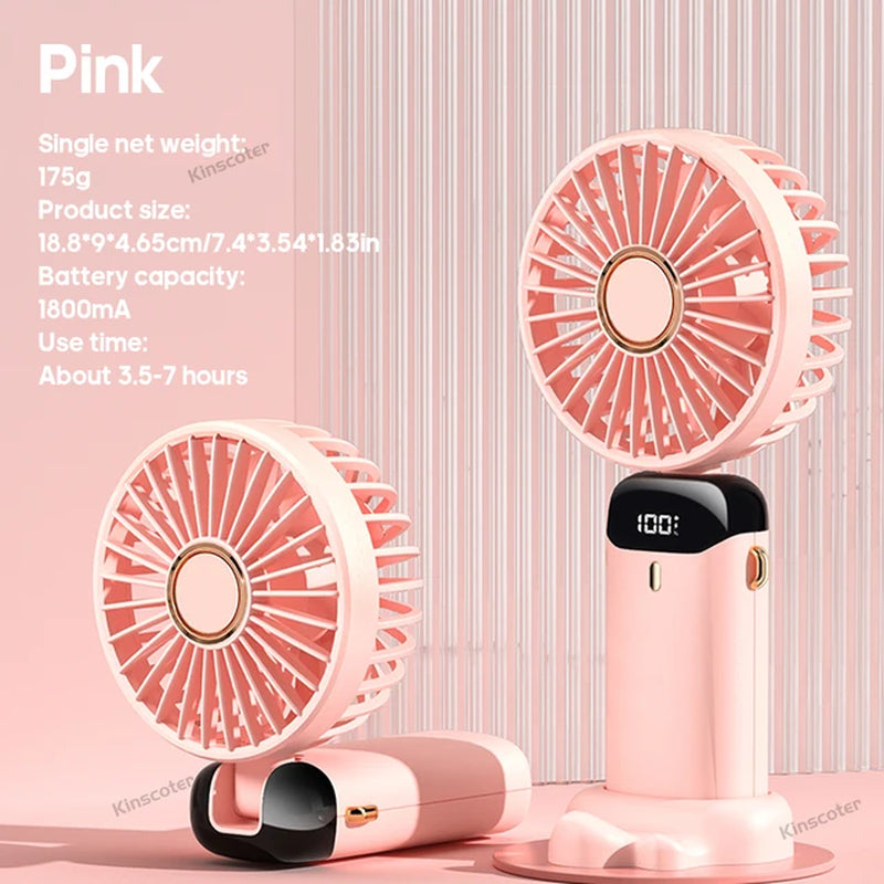  "Portable Mini Fan: Up to 5 Speeds, Phone Stand, Fast Recharging" 