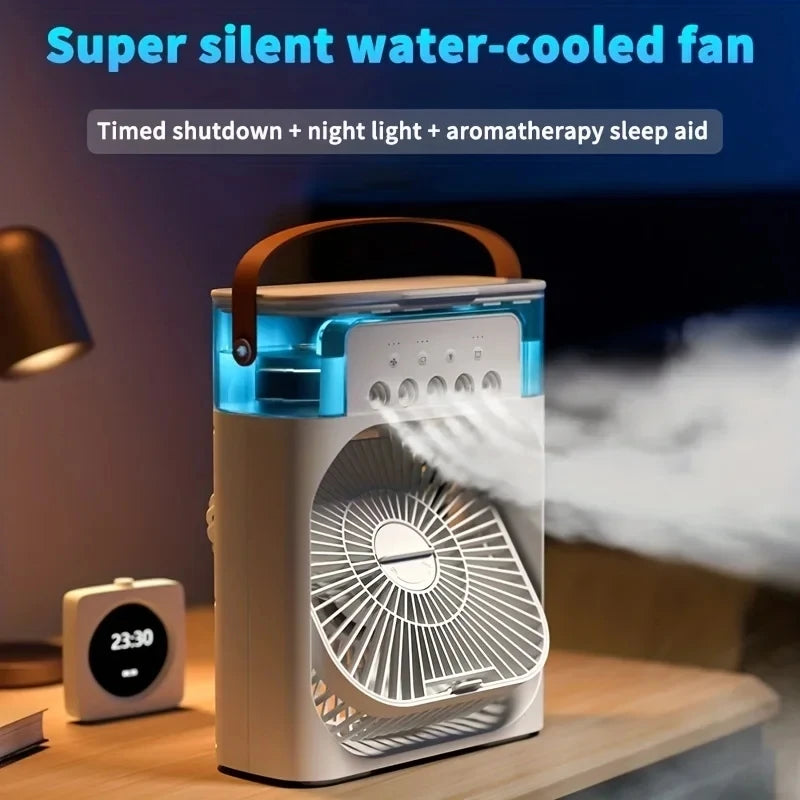 "Portable All in 1 Fan: Air Conditioner, Humidifier,  Hydrocooling, Up to 3 different speeds"